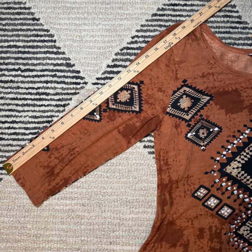 Collections‎ Etc Boho Aztec Rust Tunic Cotton Festival Earthy India Top Women M - Picture 6 of 8